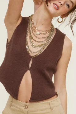 Colby Vest Top - Brown