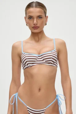 Frankies Bikinis | Cola Top - Brown Sugar Stripe