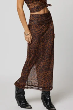 Stillwater | Mesh Maxi Skirt - Leopard