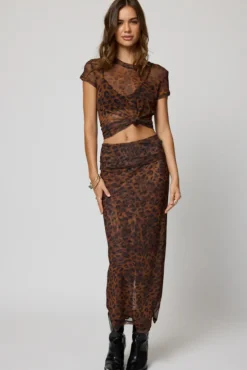 Stillwater | Mesh Maxi Skirt - Leopard